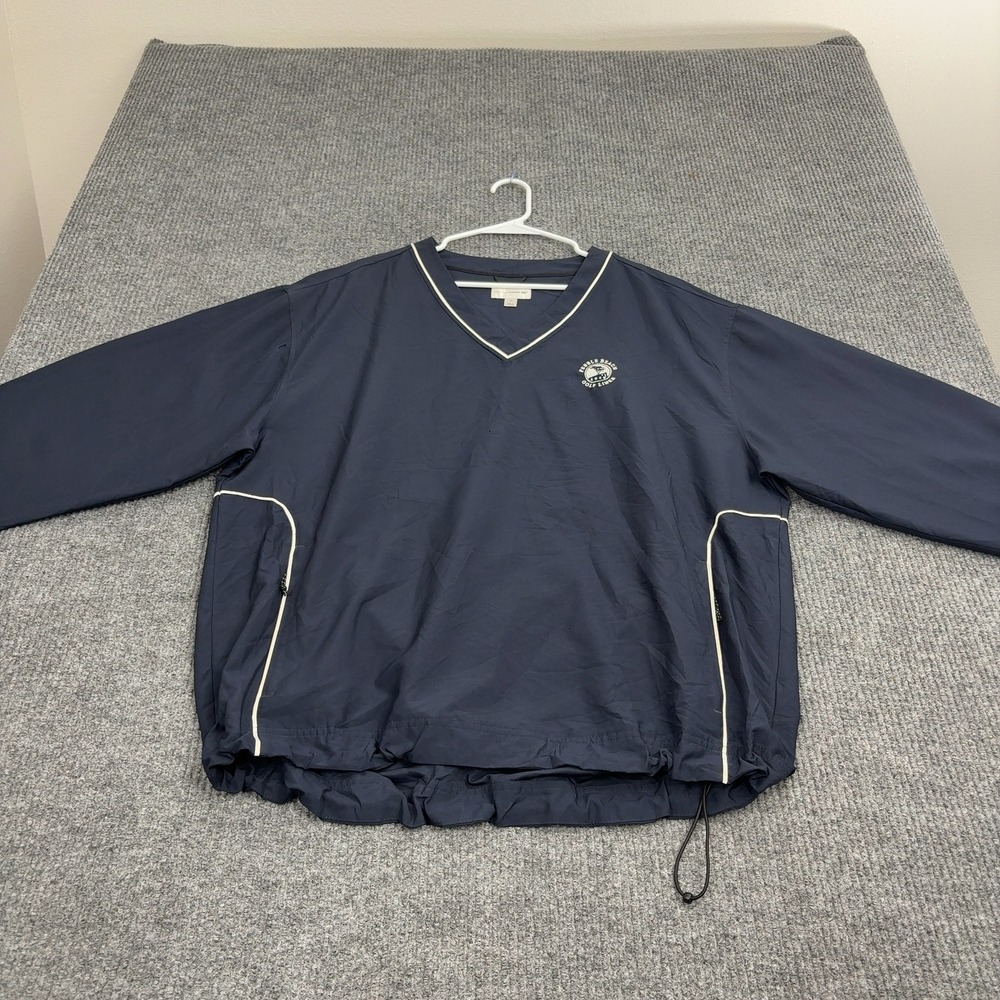 Pebble Beach Golf Links Cutter & Buck Windbreaker Mens L Blue Polyester V Neck